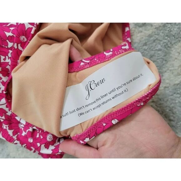 J. Crew Bow one-shoulder one-piece swimsuit in blushing meadow 8 NWT - Picture 6 of 10